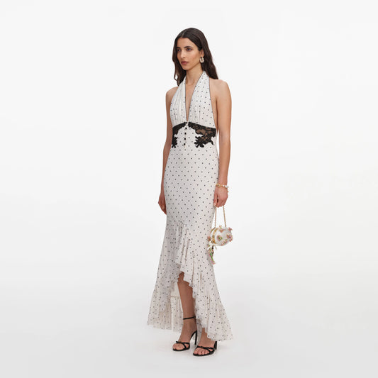 Polka Dot Halter Neck Midi Dress