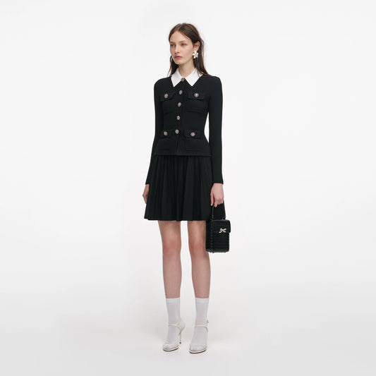 Black Tailored Knit Mini Dress