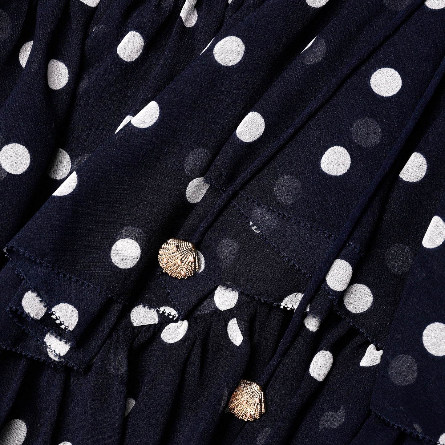 Polka Dot Georgette Ruffle Maxi Dress