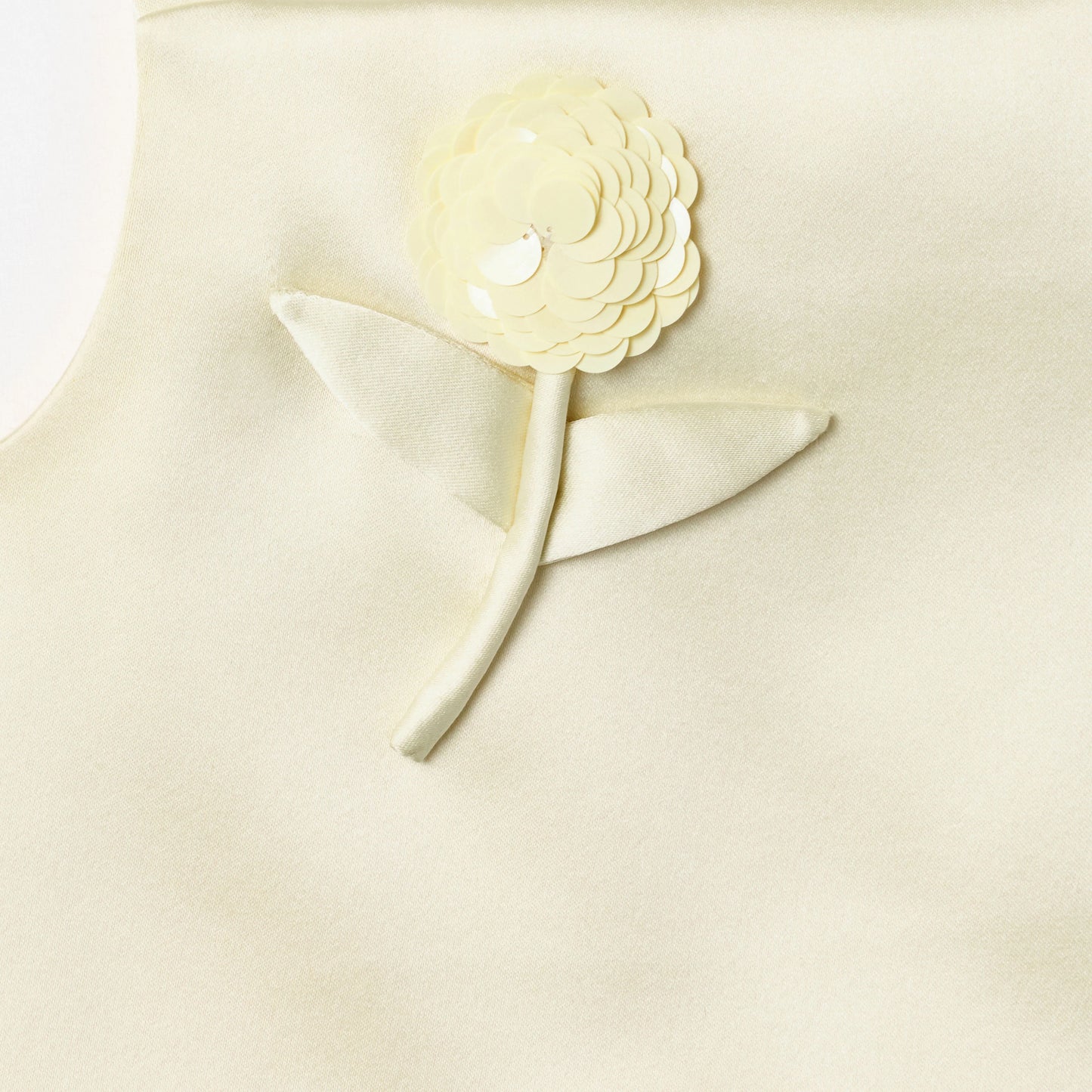 Yellow Satin Sequin Flower Top
