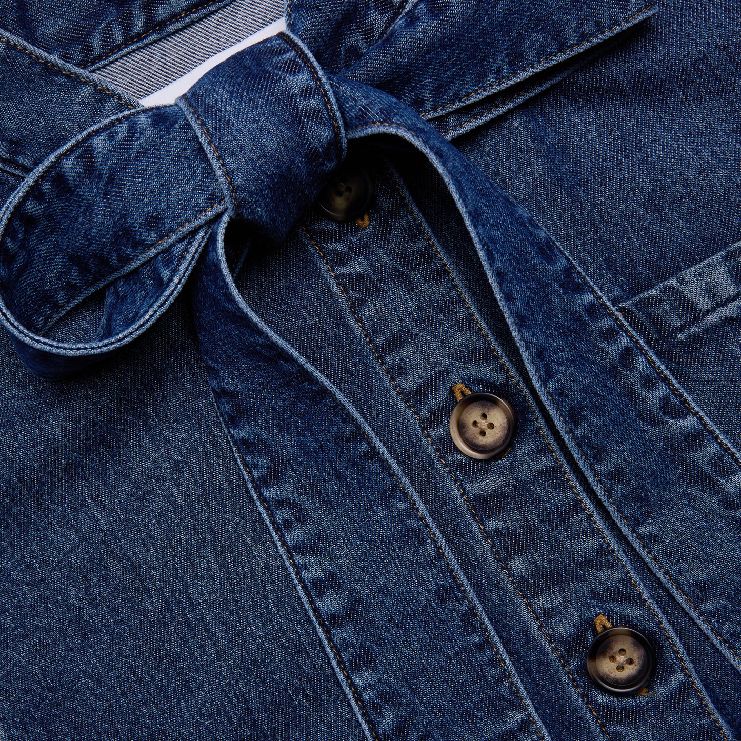 Denim Tie Neck Shirt