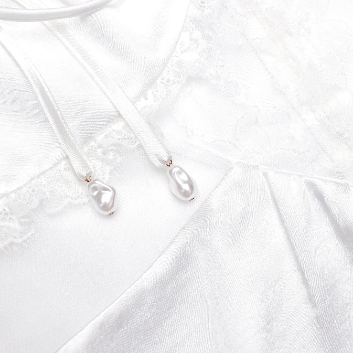 White Satin Lace Top