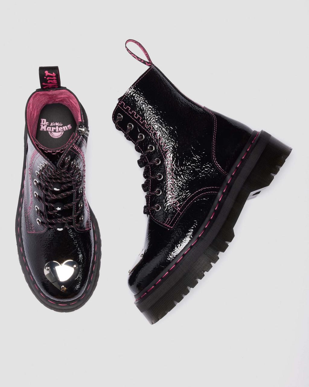 Jadon Distressed Patent Leather Platform Boots