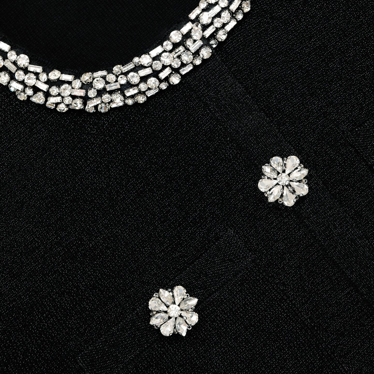 Black Crystal Button Cardigan