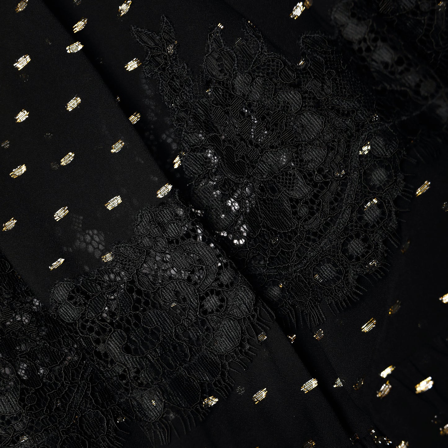 Black And Gold Chiffon Lace Maxi Skirt