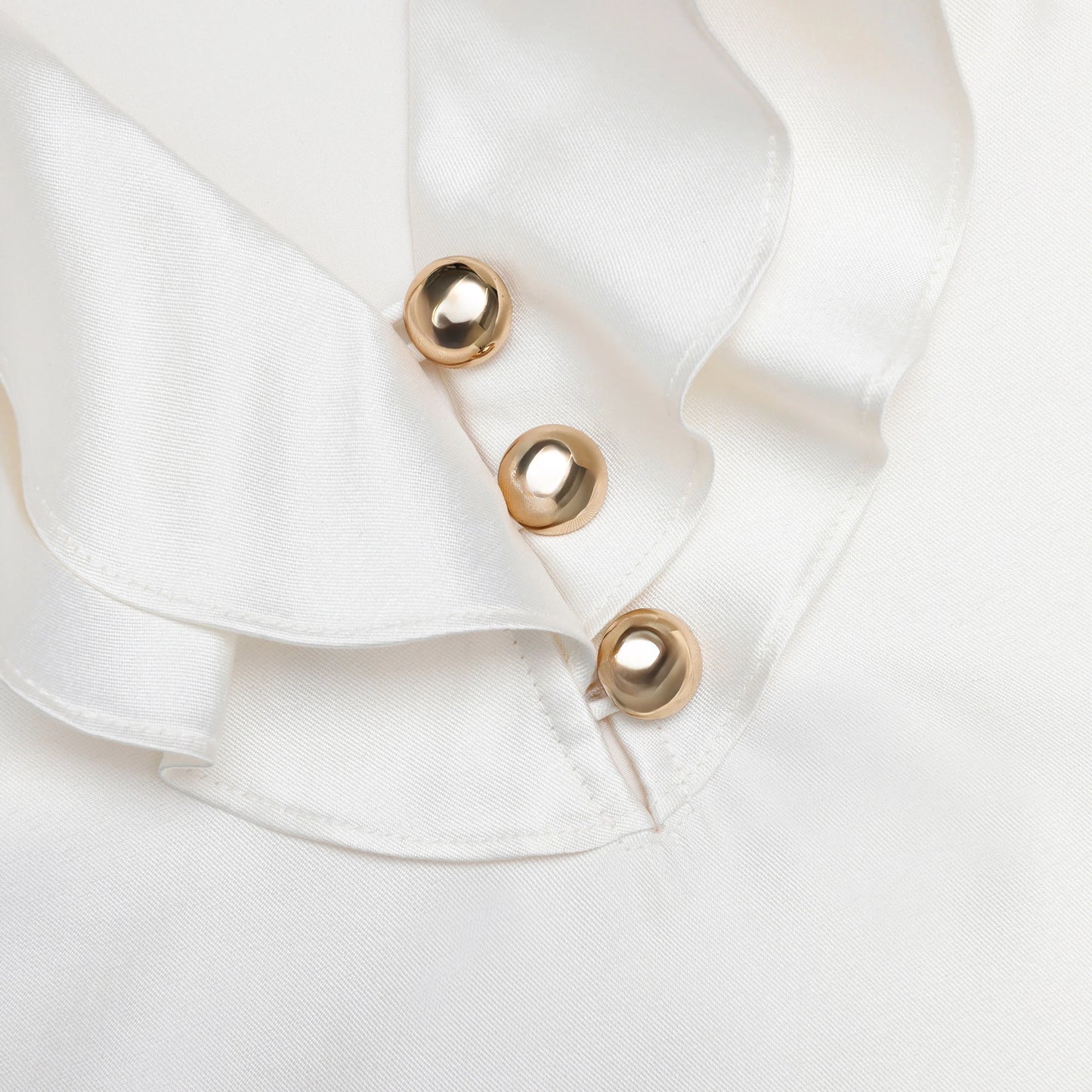 Cream Taffeta Ruffle Top