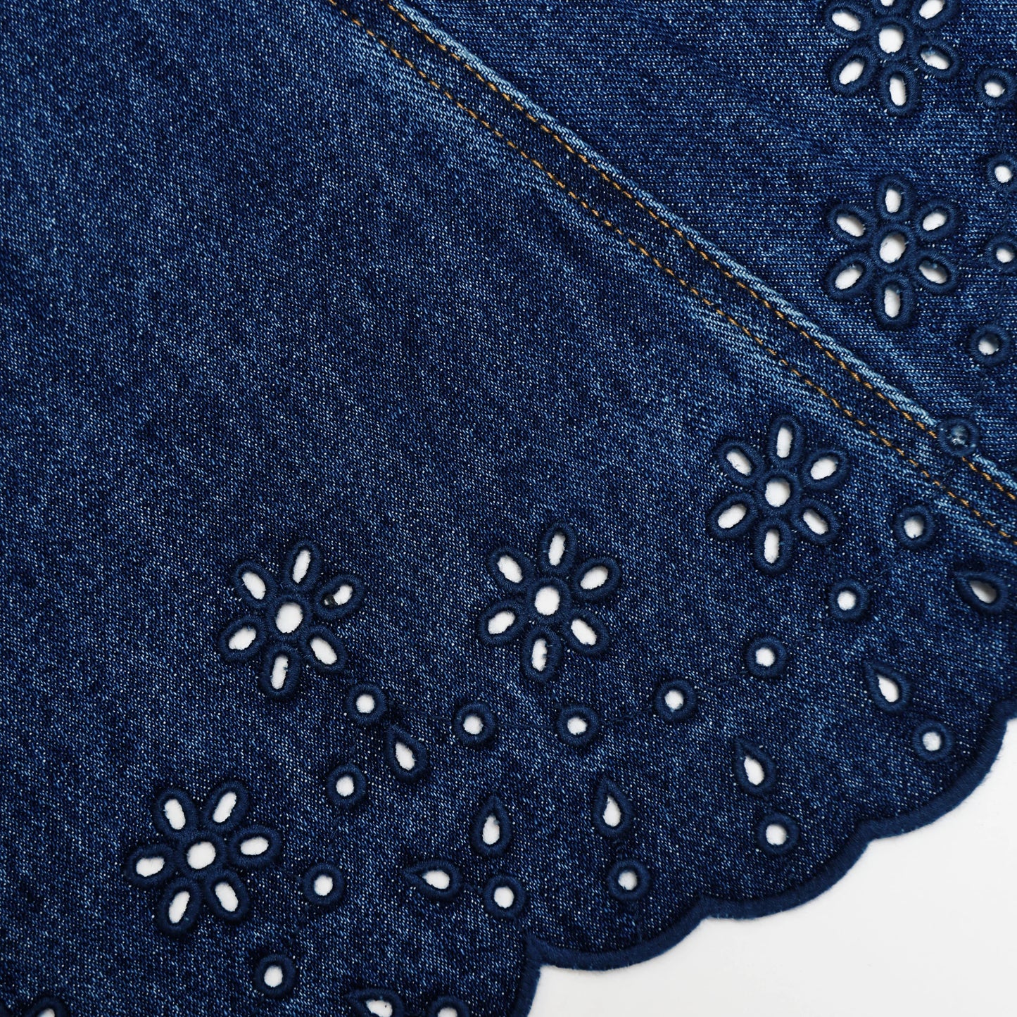 Denim Broderie Mini Dress