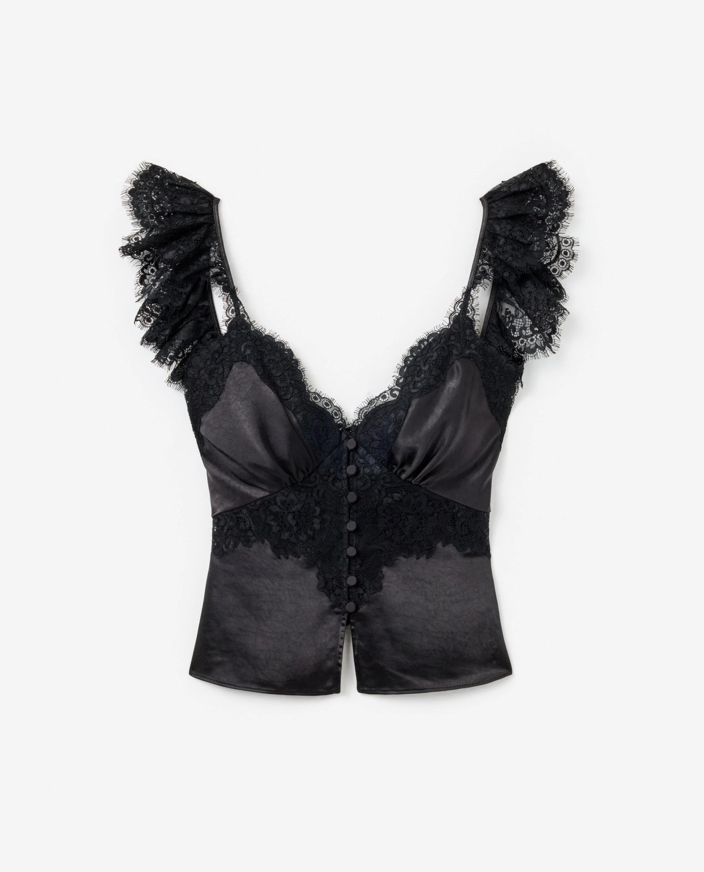 Black Satin Lace Top