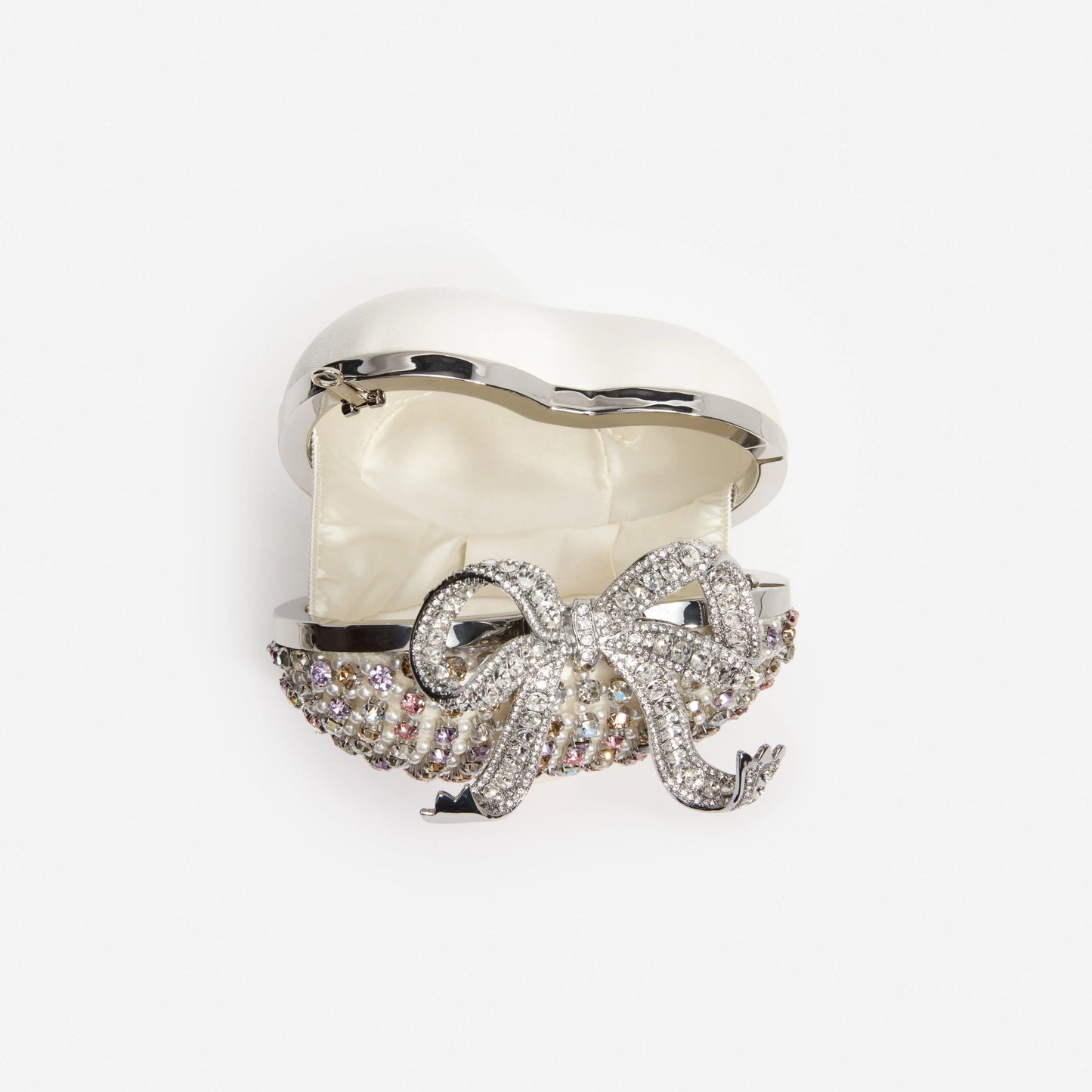 Multi Crystal Heart Clutch Bag
