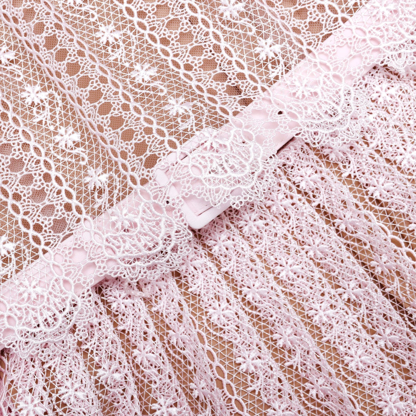 Pink Organza Lace Maxi Dress