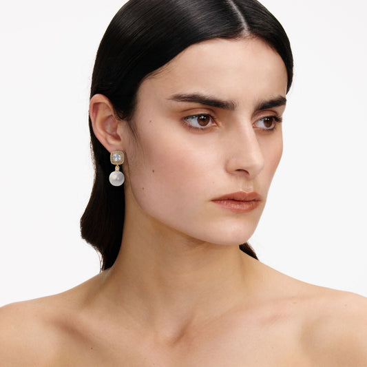 Gold Crystal Pearl Earrings