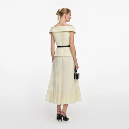 Yellow Lace Chiffon Midi Dress