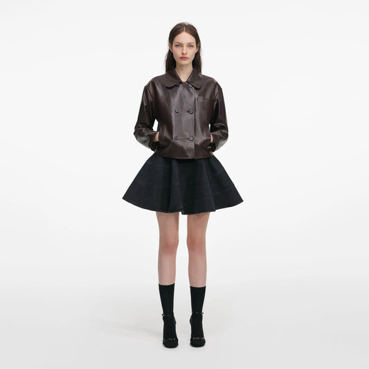 Brown Cropped Leather Jacket
