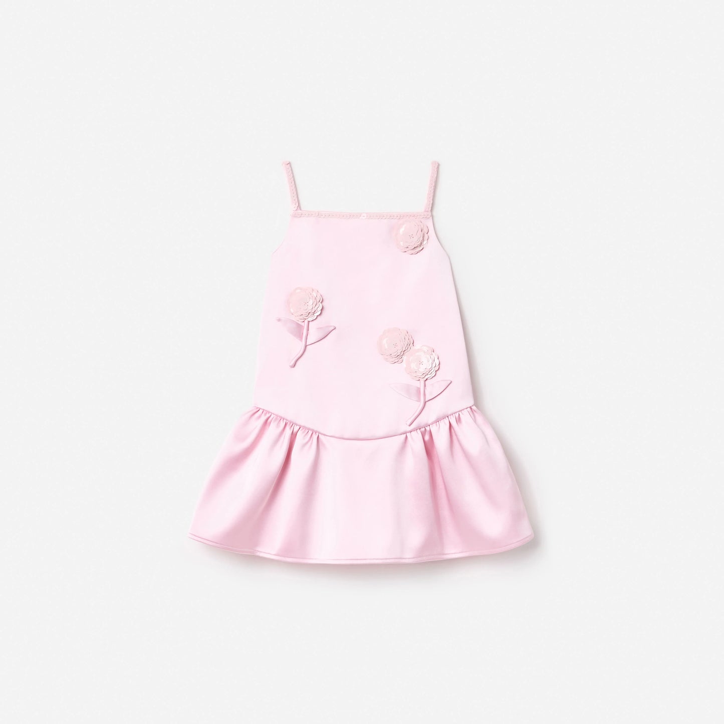 Pink Crepe Sequin Flower Dress