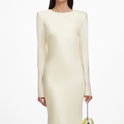 Yellow Viscose Lace Maxi Dress