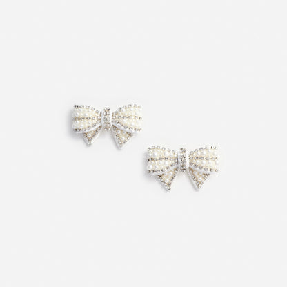 Pearl Satin Bow Earrings