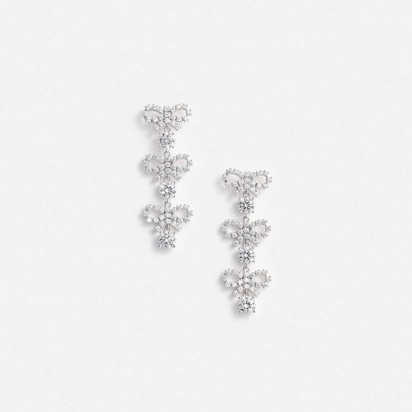 Micro Bow Crystal Tiered Earrings