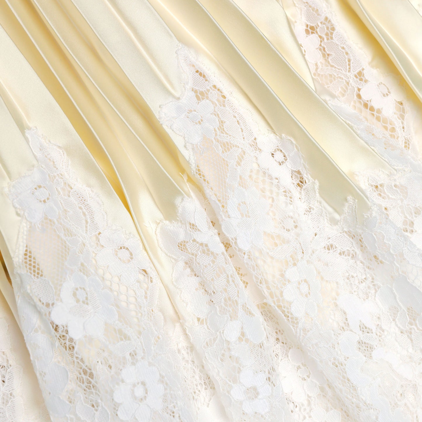 Yellow Satin Lace Midi Skirt