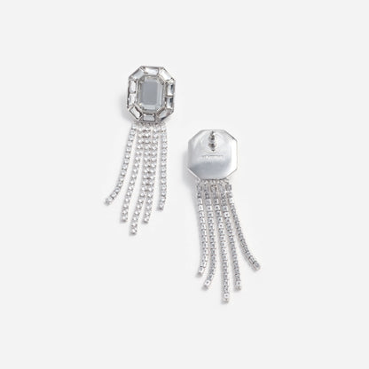 Silver Crystal Droplet Earrings
