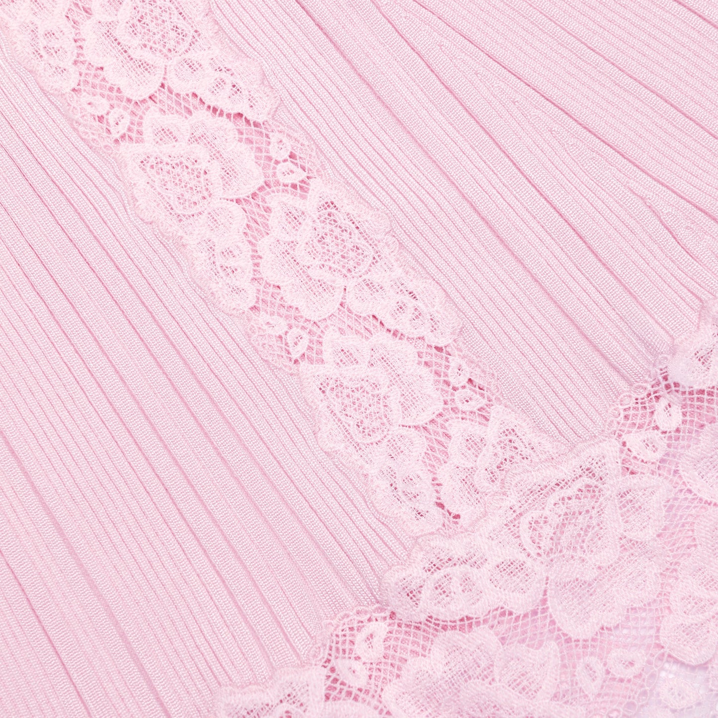 Pink Knit Lace Insert Midi Dress