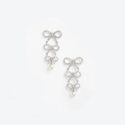 Tiered Crystal Bow Earrings