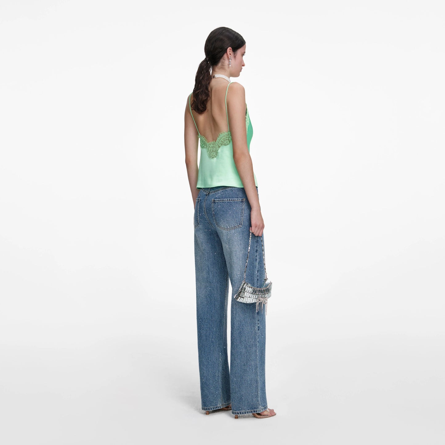 Rhinestone Denim Straight Leg Jeans