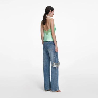 Rhinestone Denim Straight Leg Jeans