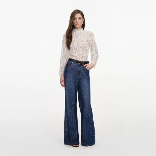 Rhinestone Stripe Denim Jeans