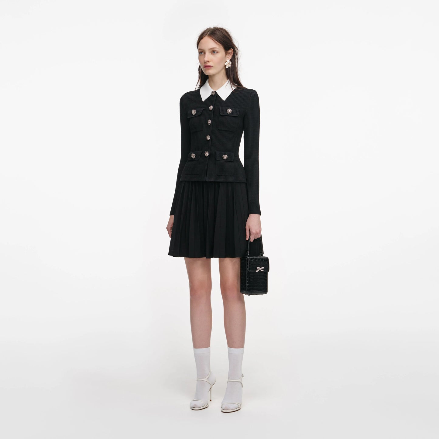 Black Tailored Knit Mini Dress
