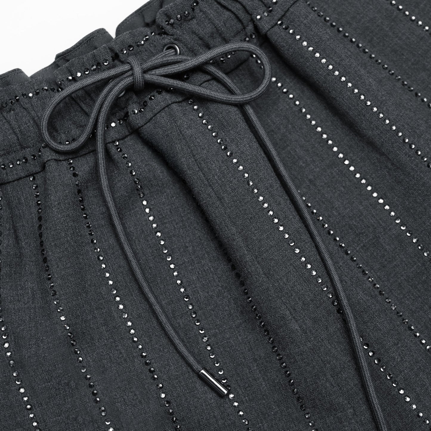 Grey Rhinestone Pinstripe Trousers