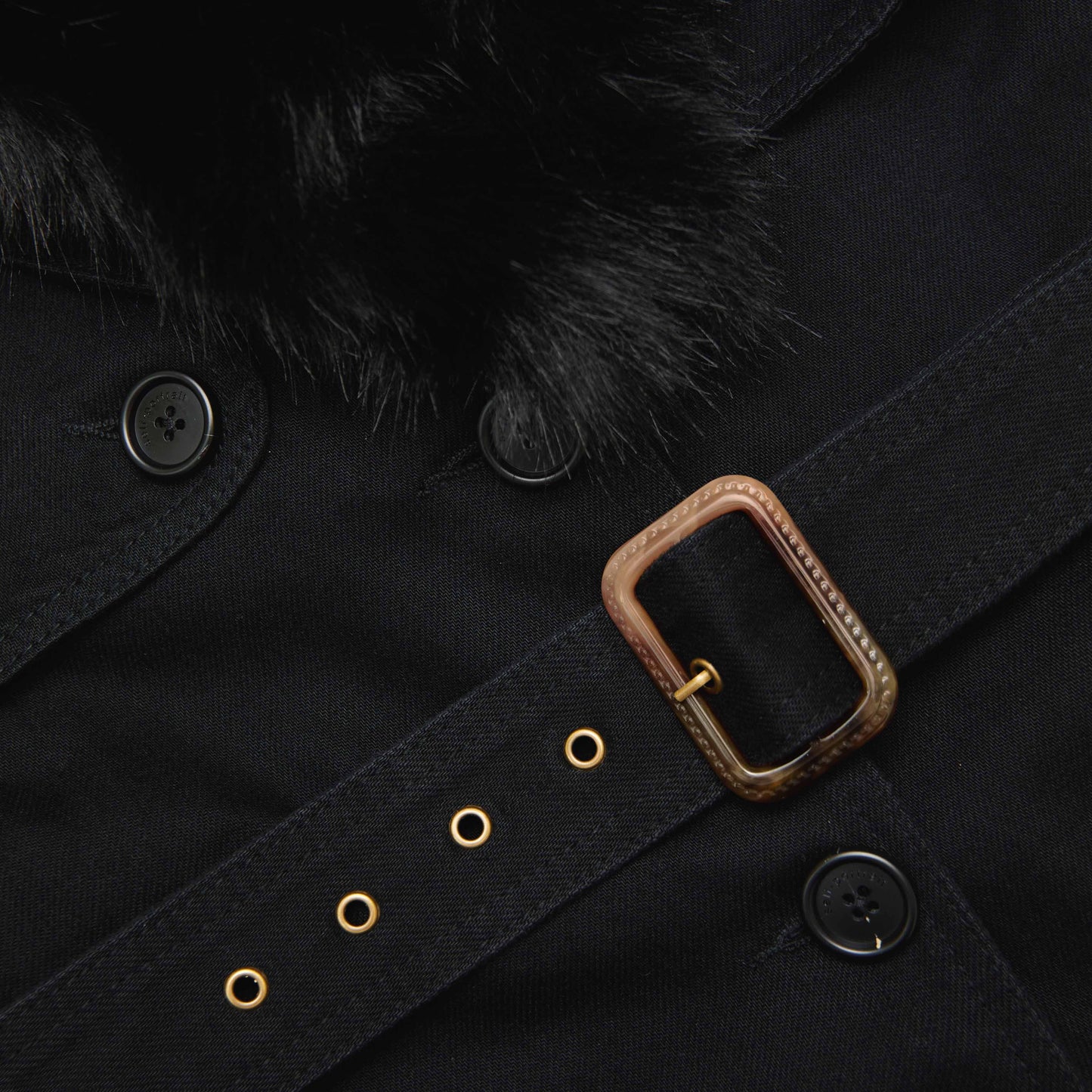 Black Denim Fur Collar Jacket