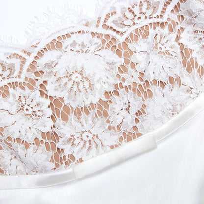 White Satin Lace Maxi Dress