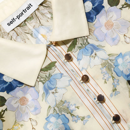 Yellow Floral Organza Blouse