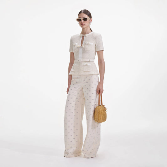 Cream Sequin Knit Top