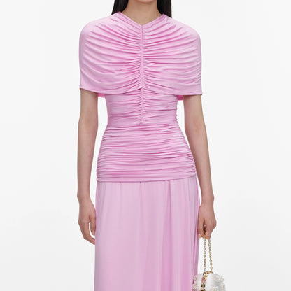 Pink Jersey Gathered Maxi Dress