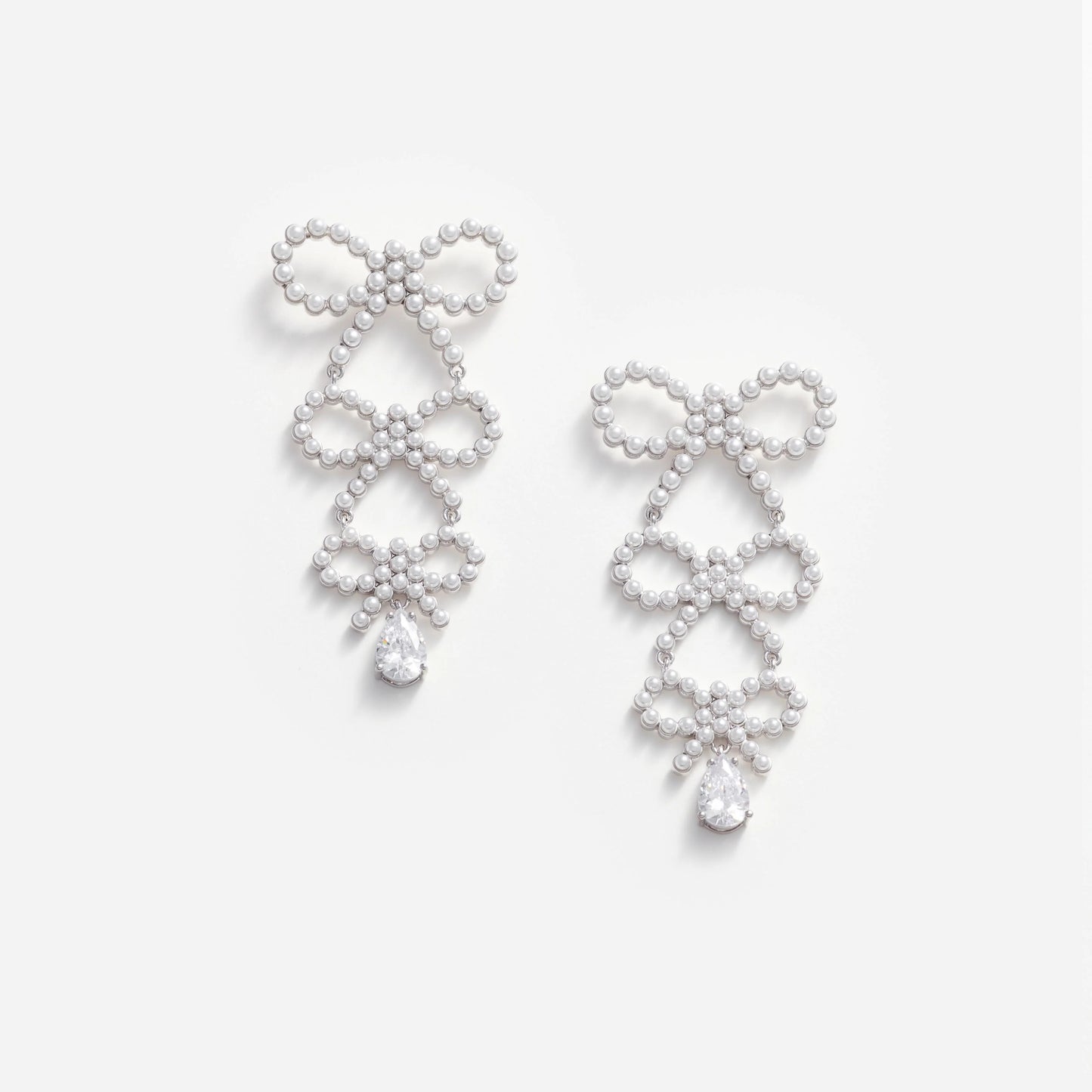 Tiered Pearl Bow Earrings