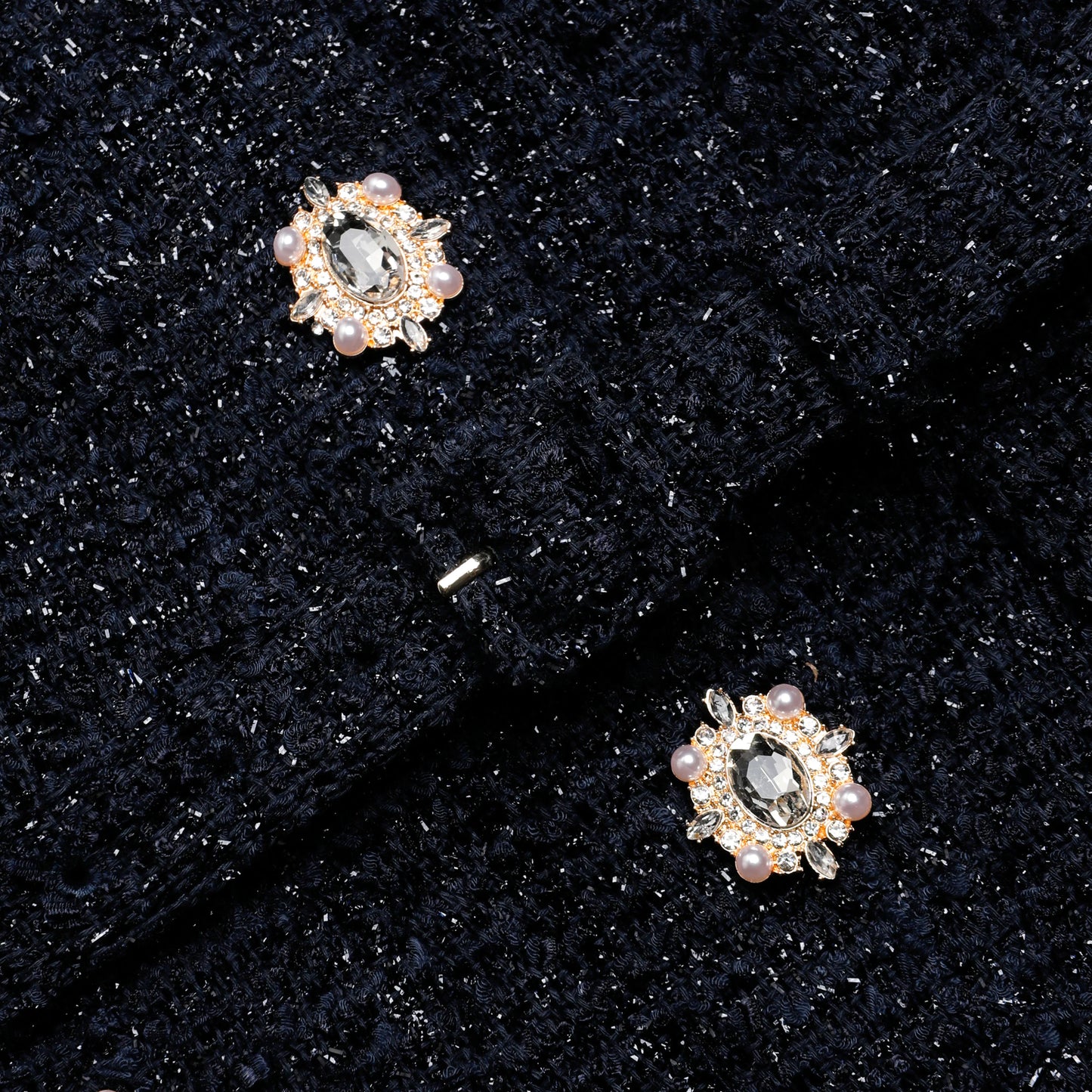 Navy Boucle Tailored Midi Dress