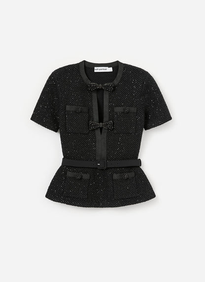 Black Sequin Knit Top