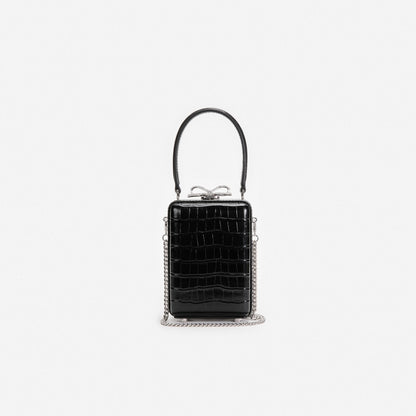 Black Croc Leather Micro Bag