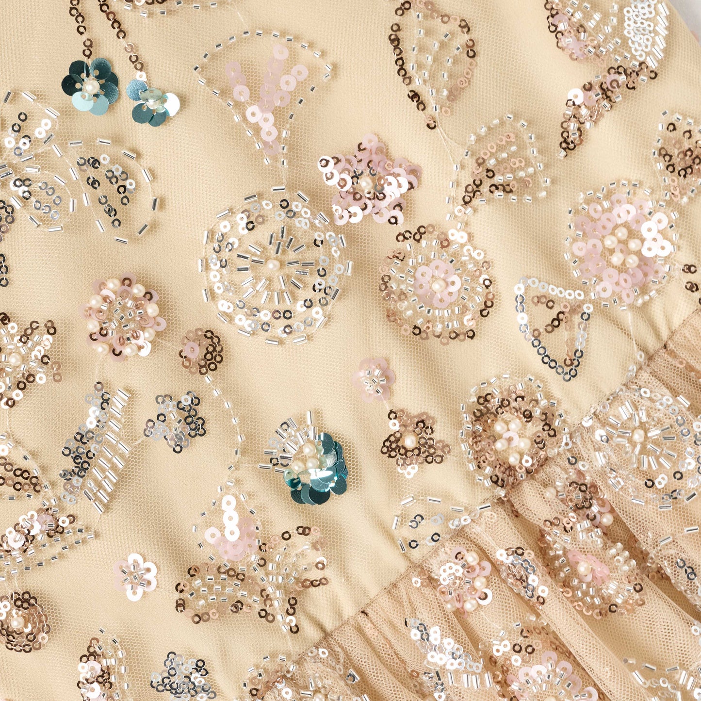 Champagne Sequin Embroidered Dress