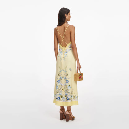 Yellow Floral Midi Dress