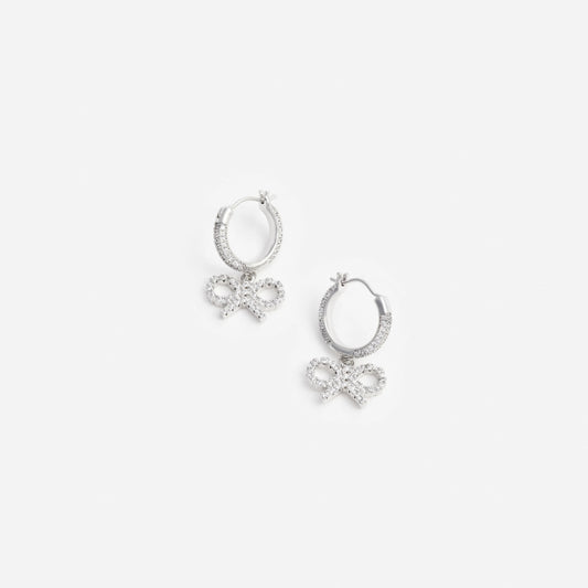 Crystal Bow Hoop Earrings
