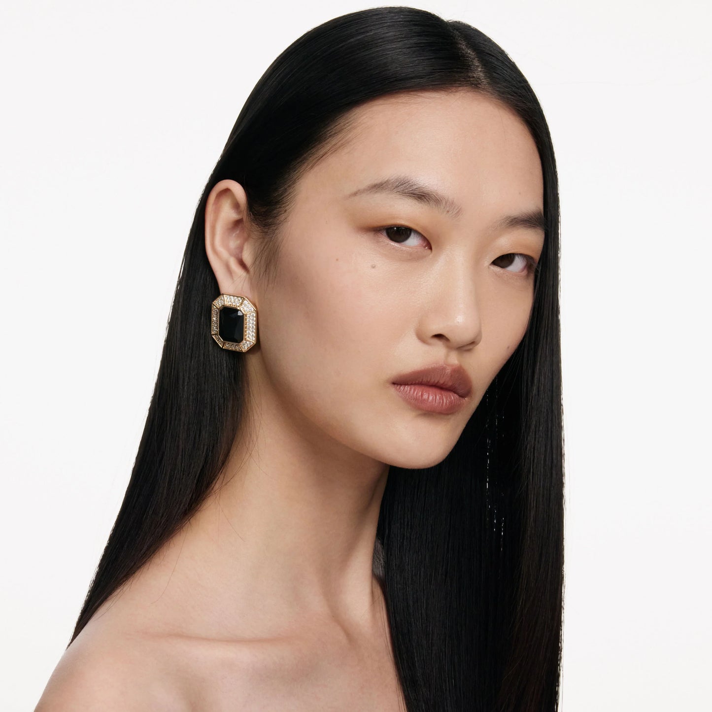Black Crystal Encrusted Earrings