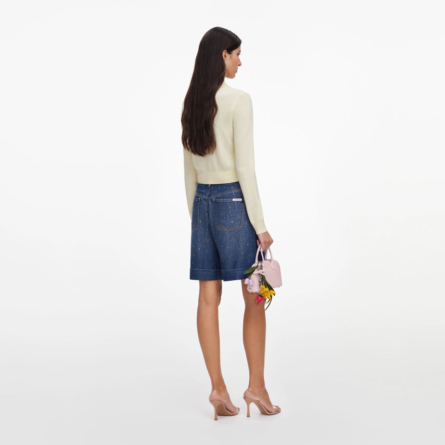 Yellow Flower Embroidered Knit Cardigan