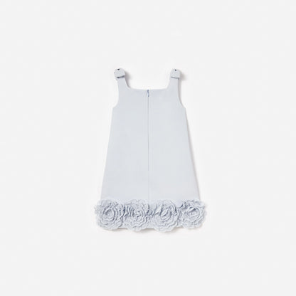 Blue Crepe Flower Dress
