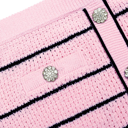 Pink Stripe Knit Mini Skirt