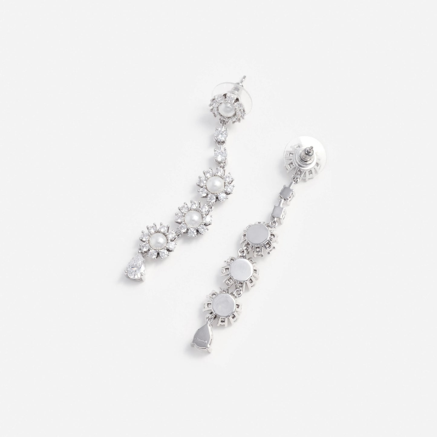Crystal Pearl Tiered Drop Earrings