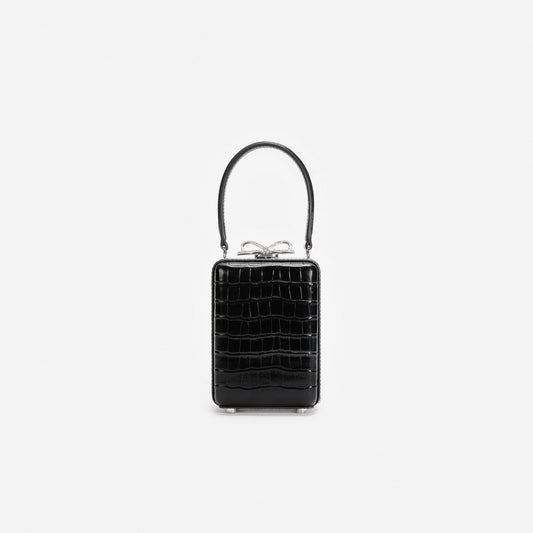 Black Croc Leather Micro Bag