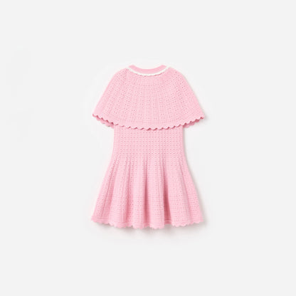 Pink Knitted Cape Dress