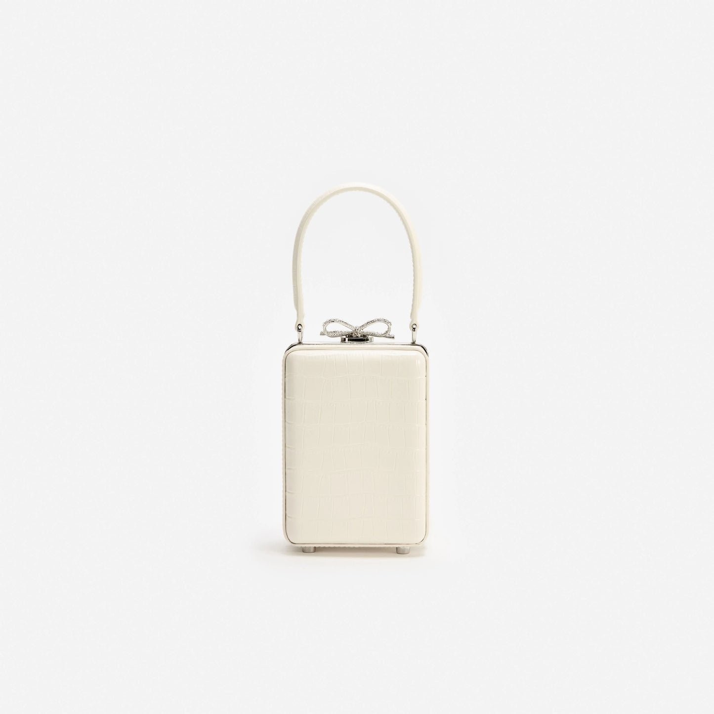Cream Croc Leather Micro Bag